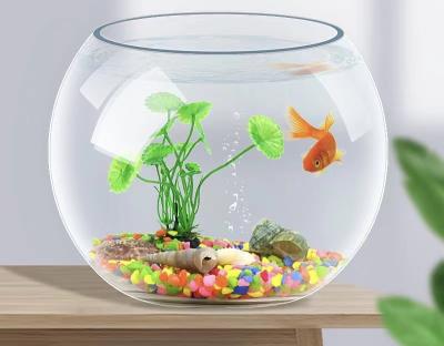 China Wholesale Home School Decorative Table Office Restaurant Hotel Clear Round Glass Fish Bowl With Bottom for sale