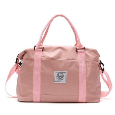 China Multifunctional Fashion Custom Printed Travel Bag Women's Shoe Weekender Canvas Zipper Pink Travel Bags for sale