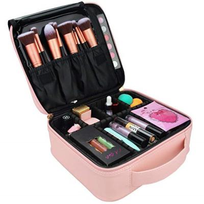 China With Adjustable Wholesale Custom Beauty Cosmetics Cases Makeup Dividers Pink Makeup Train Case Bag for sale