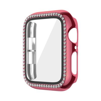 China For Apple Watch Case Luxury Diamond Watch Cover Case For Apple Serie 7 Luxury Case With Tempered Glass Protector for sale