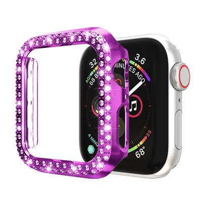 China For Apple Watch Case Luxury Plating Double Row Diamond Pc Watch Case Compatible For Apple Watch Case Luxury for sale