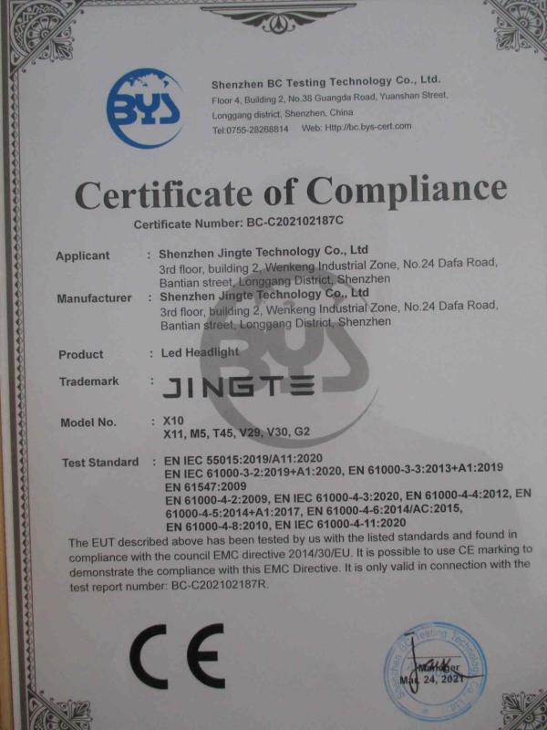 CE - Shenzhen Jingte Technology Co., Ltd.