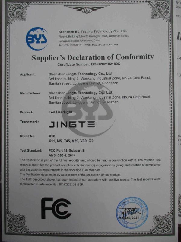 FCC - Shenzhen Jingte Technology Co., Ltd.