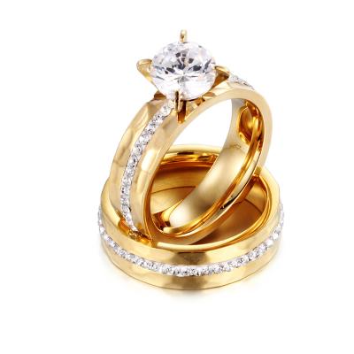 China Other Wholesale Custom Plated Gold Ring Wedding Set Women Rings 18K Gold for sale