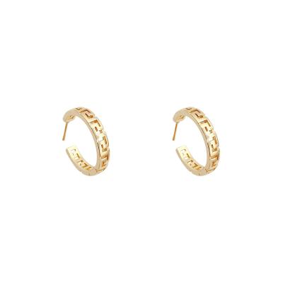 China Other Women's Earings Gold Circle Gold Color Brass Chunky Hoop Earrings Circle Stud Earrings for sale