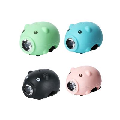 China Christmas Gift Kids Pig Bicycle Handlebar Front Light With Horn USB Rechargeable Children Cute Give Away Animal Piggy Bike Light en venta