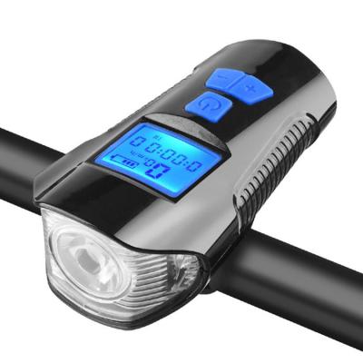 China Bicycle Accessories Lamp Set luz de bicicleta Waterproof Bike Light With Speedometer, Rechargeable Led Bicycle Light With Horn for sale