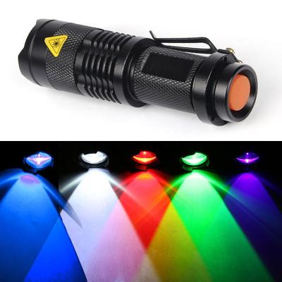 China Wholesale mini colorful gift torch light rechargeable waterproof uv red blue green led flashlight zoomable flashlight en venta