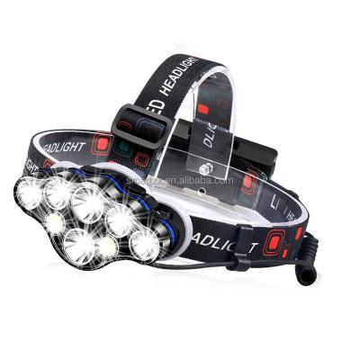 China High Power 8 Led 13000 Lumen Waterproof 180 Degree Rotating Super Bright Rechargeable led Headlamp Flashlight for sale