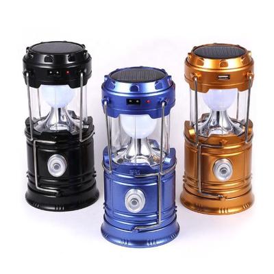 China Cheap Solar and USB Charging 6 LED Solar Camping Light with Power Bank For Outdoor Collapsible Foldable Camping Lantern for sale