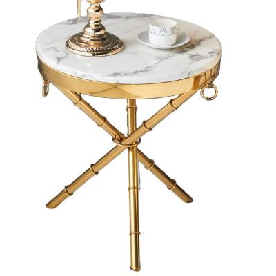 China Excellent Quality (Other) New Style Adjustable Round Corner Side Table Marble Top Modern Stainless Steel for sale