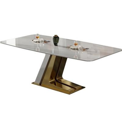 China 2021 New Style Fashionable Adjustable Stainless Steel Furniture Modern Dinner Table Dining Set (Other) for sale