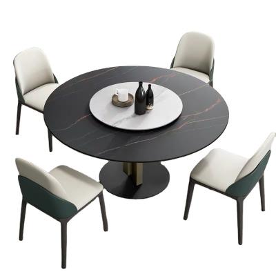 China (Others) 2021 Newest Design Style Adjustable Round Dinner Table Stainless Steel Slate Table Top Fashionable Adjustable for sale