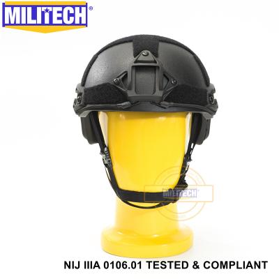 China Black Twaron Aramid MILITECH NIJ IIIA 0106.01 Pile Construction Liner FAST High Cut Aramid Ballistic Helmet With 5 Years Warranty for sale