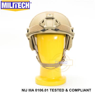 China Twaron Aramid MILITECH NIJ IIIA 0106.01 Desert FAST Ground Pile Construction Liner High Cut Aramid Ballistic Helmet With 5 Years Warranty for sale