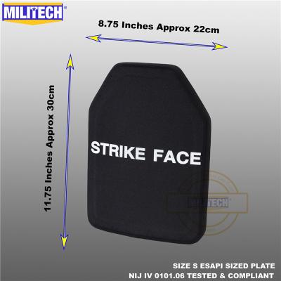 China MILITECH ESAPI Size S Two Pieces NIJ Level 4 Alumina IV Ceramic&PE Bulletproof Plate Holder Alone 8.75 x 11.75 inches (220 x 300 mm for sale