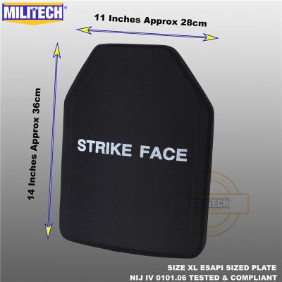 China MILITECH ESAPI Size XL Two Pieces NIJ Level 4 Alumina IV Ceramic&PE Bulletproof Plate Holder Alone 11 x 14 inches (280 x 360 mm) for sale