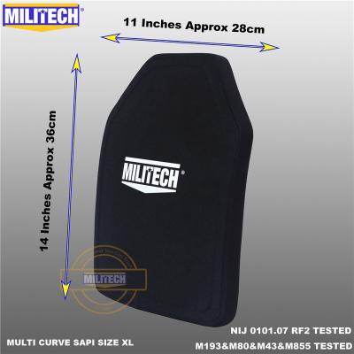 China MILITECH SAPI 0101.07 Size XL Multi-Curve Bulletproof Plate NIJ III+ /NIJ Only RF2 Alumina&PE Mounts One (1) PC Ballistic Panel 11