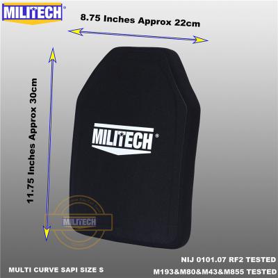 China MILITECH SAPI 0101.07 Size S Multi-Curve Bulletproof Plate NIJ III+ /NIJ Only RF2 Alumina&PE Mounts One (1) Pc Ballistic Panel 8.7