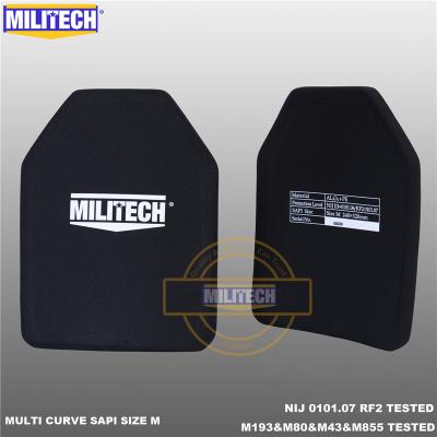 China MILITECH SAPI 0101.07 Size M Multi-Curve Bulletproof Plate NIJ III+ /NIJ Single RF2 Alumina&PE Ballistic Panel Mounts Two Pcs 9