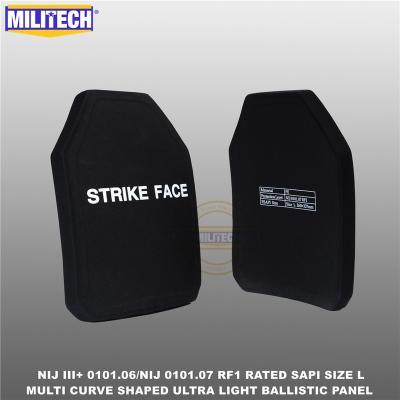 China Size L NIJ Level 3+ NIJ 0101.07 pcs RF1 2 pcs Ballistic MILITECH SAPI Ultra Light Bulletproof Panel Against M80&AK47&M193 10.25