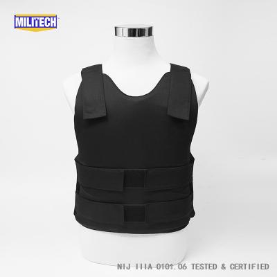 China Size M Black Twaron Aramid Militech NIJ 3A 0101.06 &NIJ 0101.07 HG2 Concealable Under Shirt Twaron Aramid Bulletproof Vest for sale