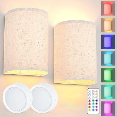 China Pir Function Modern Nordic Decorative Atmosphere Home Lighting Christmas Gifts LED RGB Bedside Remote Control Wall Lamp with Canvas Cover Shipping and Handling for sale