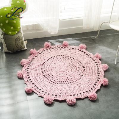 China Many Colors Modern Baby Nursery Rug Acrylic Knitted Blanket Recycled Crochet Floor Round Housewares for sale