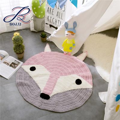 China BOJAY Non-slip Child Crochet Animal Shaped Kids Crochet Floor Crawling Mat Hand Made Knitted Rug for sale