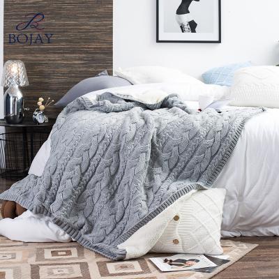 China Double-Sided Sherpa Anti-pilling Travel Blanket Bedroom Throw Soft Warm Thick Fleece Blanket for sale