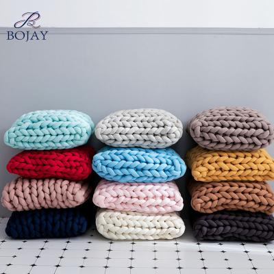 China Bojay Cotton Tube Square Knot Creative Anti-static Yarn Knitted Pillow Tile Decorative Cushion for sale