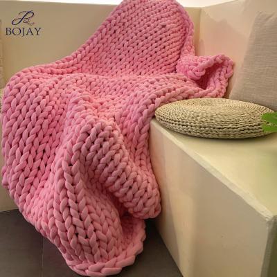 China Large Anti-pilling Knit Blanket Chunky Tube Yarn Knitted Weighted Blanket For Bed, Sofa, Couch, Baby, Thick Knit Blanket For Home&Bedroom Decor for sale