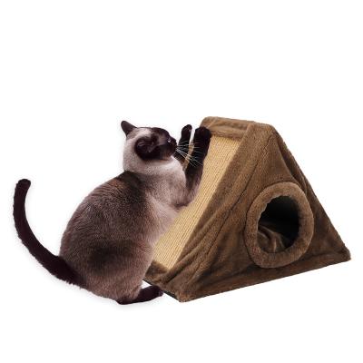 China Small Sisal Cat Scratcher Cat Bed Energetic Short Plush Windproof Friends for sale