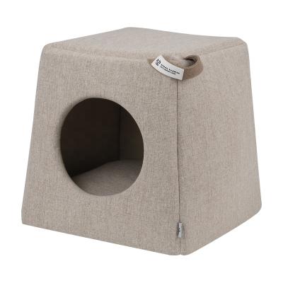 China LS Breathable Energetic Friends Classic 3 in 1 Trapezoid Shape Cat House with Removable Cushion for All Seasons for sale