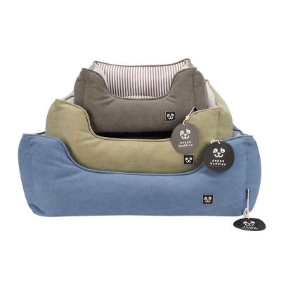 China LS Viable Energetic Friends High Quality Strong Washed Canvas Dog Pet Bed With Scratch Reversible Cushion Anti Slip Bottom For All Season for sale