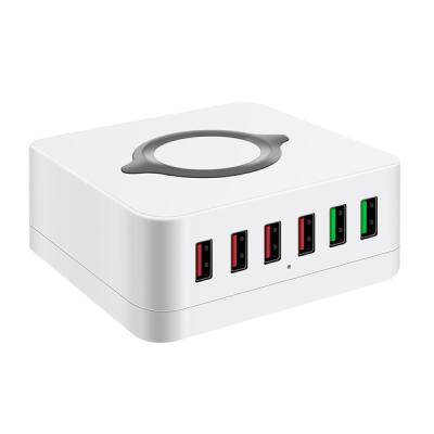 China Hot Sale Mobile Phones Charging Station QC3.0 QC2.0 USB 6 Ports Multi-port Travel Charger MIT Kabellosem Wireless Charged for sale