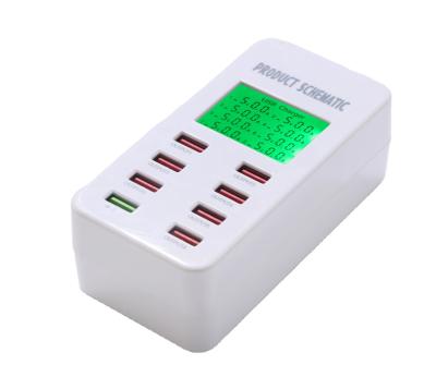 China Mobile Phone Factory Supply 8 Ports QC 3.0 Mobile Phone Charger Fast Charging With Led Display Multiport Screen Plug Usb Charger for sale