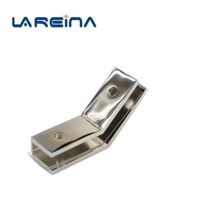 China Polished Chrome Copper 135 Degree Socket Over Glass Flange Glass Clip For Shower Room for sale