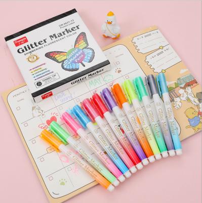 China Office & School Markers Fashion Flash Candy Color Fluorescent Pen 12 Color DIY Set Diary Marking Fluorescent Pen for sale