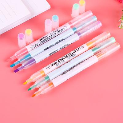 China Office & School Markers Double Headed 6 Color Marker Pen Spotting Pen Student Enrollment Highlighter Light Color Fluorescent Pen for sale