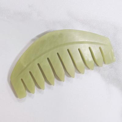 China Popular Natural Massage Tool Jade Hair Comb Trend Head Gua Sha Lifting Jade Hair Comb Green for sale