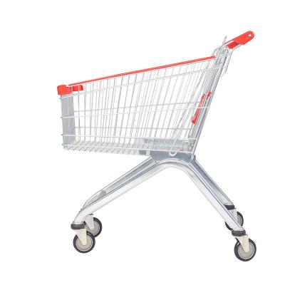 China Cheap Durable Asian Type Metal Steel Market Supermarket Grocery Trolley Cart for sale