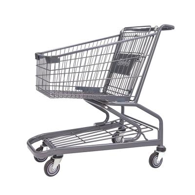 China Durable Wholesale Steel Powder Coating 100L Supermarket Shopping Cart Trolley For Sale for sale