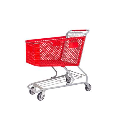 China Durable Cheap Price American Style Supermarket Red Plastic Shopping Trolley Trolley for sale