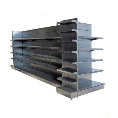 China Factory Custom Steel Double Sided Metal Shop Double Sided Supermarket Double Shelves Display Racks for sale