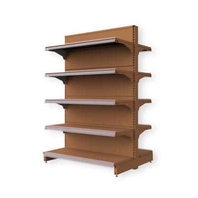 China High Quality Double Sided Double Sided Wooden Retail Store Supermarket Display Rack Wooden Shelves for sale