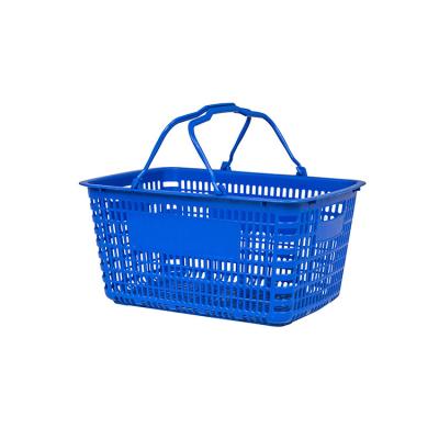 China Durable Wholesale Small Bue Plastics Supermarket Shopping Hand Basket For Store for sale