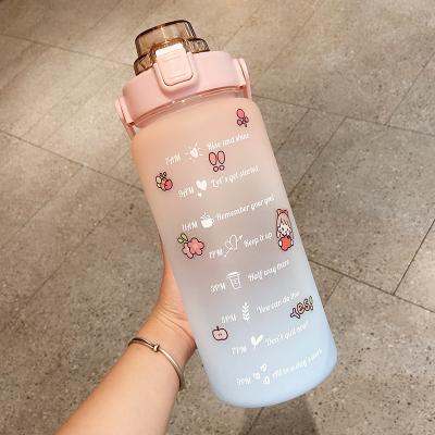 China 2022 Modern Hot Sale DIY Large Capacity Fitness Portable Outdoor Plastic Flat Water Bottle With Strap And Scale for sale