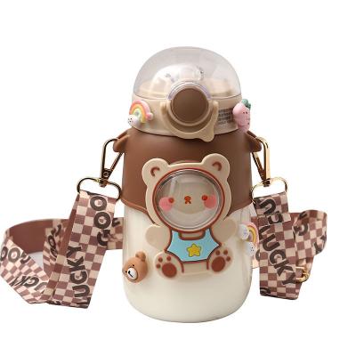 China Sustainable Portable Outdoor Fancy Cute Carton Milk Bear Large Capacity Plastic Water Bottle For Kids for sale