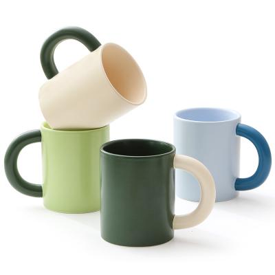 China Statistical Institute Spliced ​​Color Large Custom Logo Large Creative Viable Creative Popular Ceramic Mug for sale